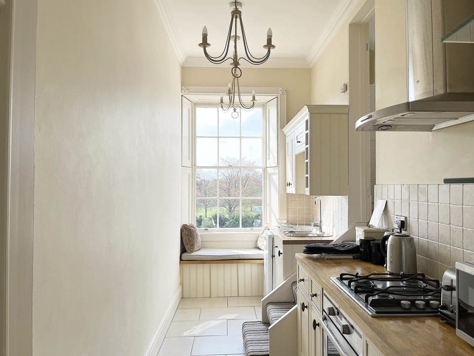 Galley kitchen with wonderful views