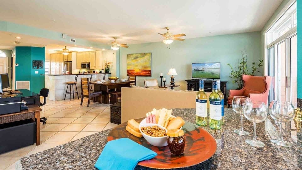 Your view as you play bartender from the wet bar...