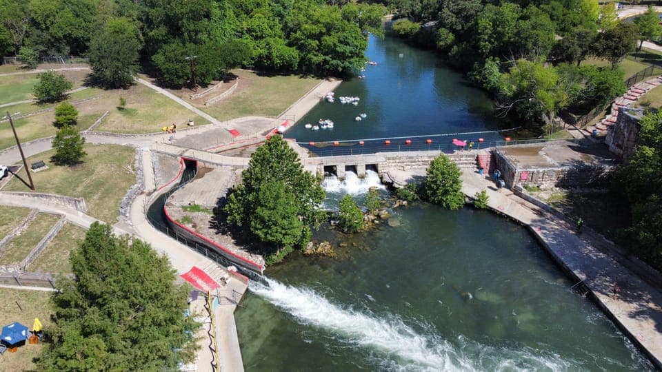 The Comal River Tube Chute is a 15 min walk away!