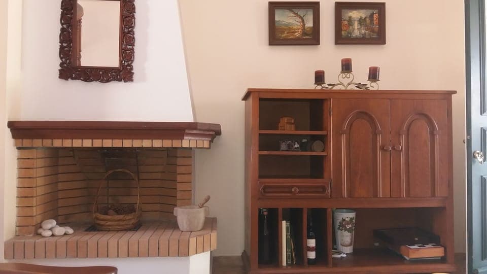 Fireplace and TV (inside closet)