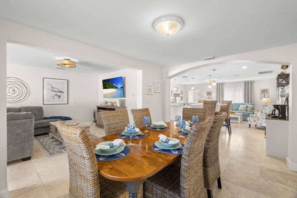 Separate Dining Space Tucked Between the Kitchen and Family Room