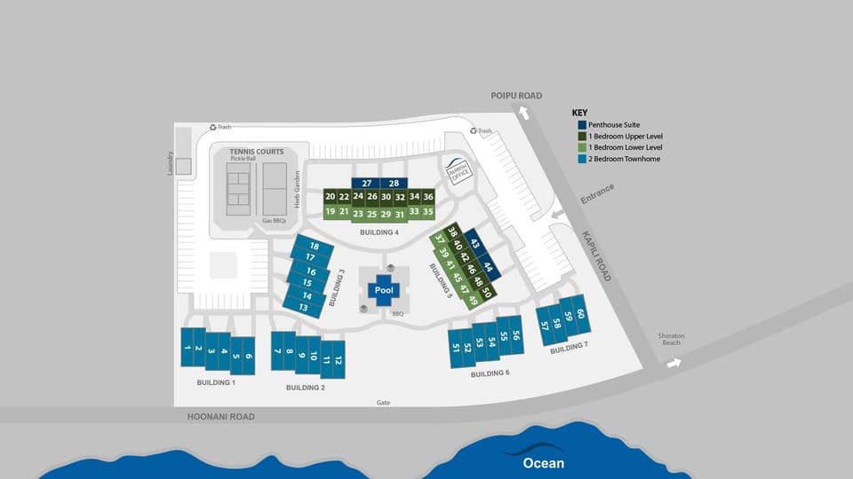 Poipu Kapili Resort Map - Parrish Kauai