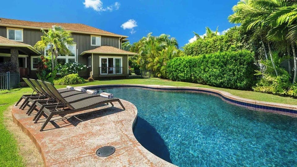 Kauai Dream at Poipu Beach Estates - Backyard Pool View - Parrish Kauai