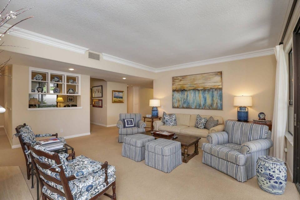The living room is the center of the action in this town home with plenty of seating for everyone.