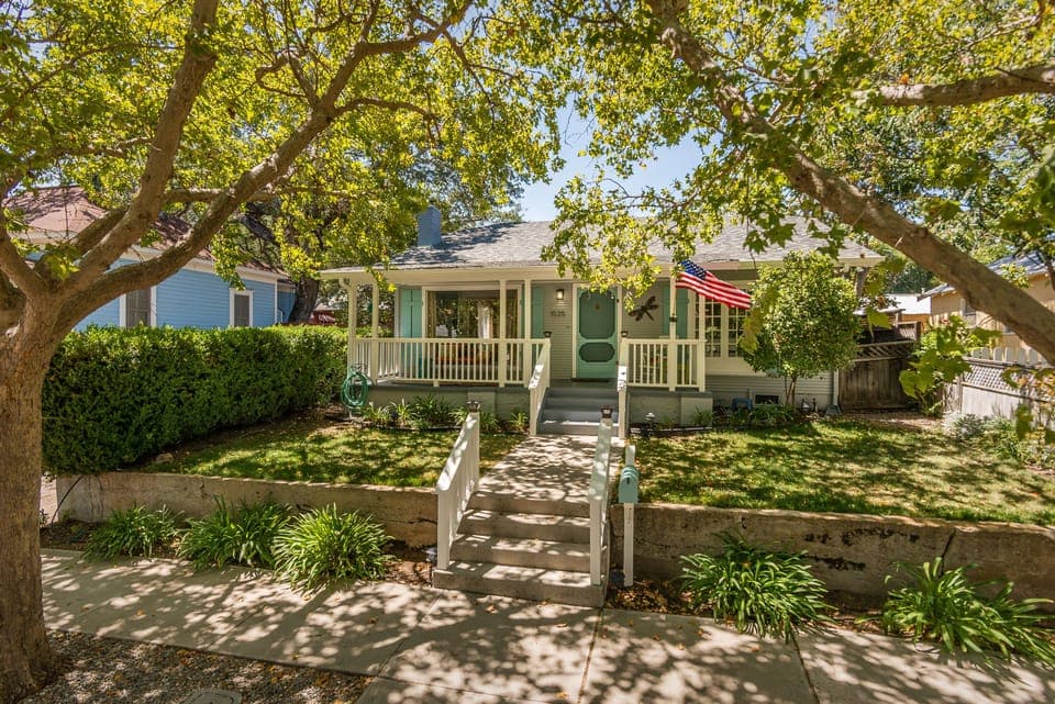 Front View of The Sycamore Home, Tree-Lined Quiet Residential St
