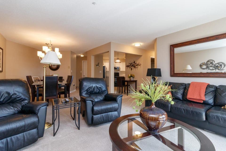 Living room with seating for five