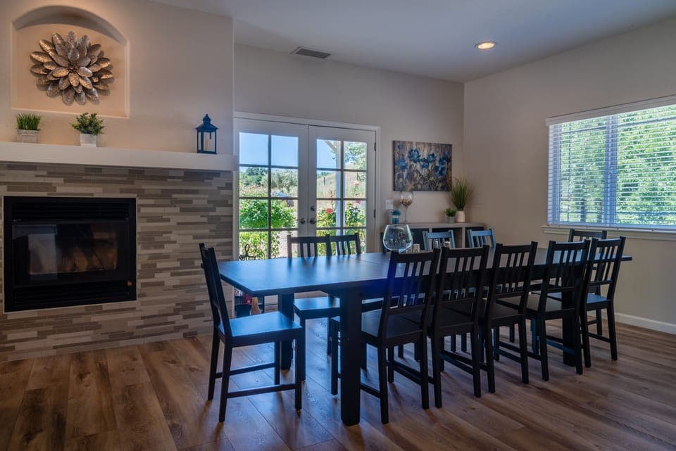 Dine around the fireplace, or just appreciate the light and airy space