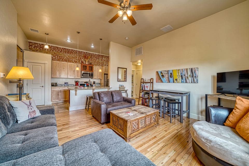 Open Concept living and kitchen area
~A/C
~Streaming TV
~Island Seating