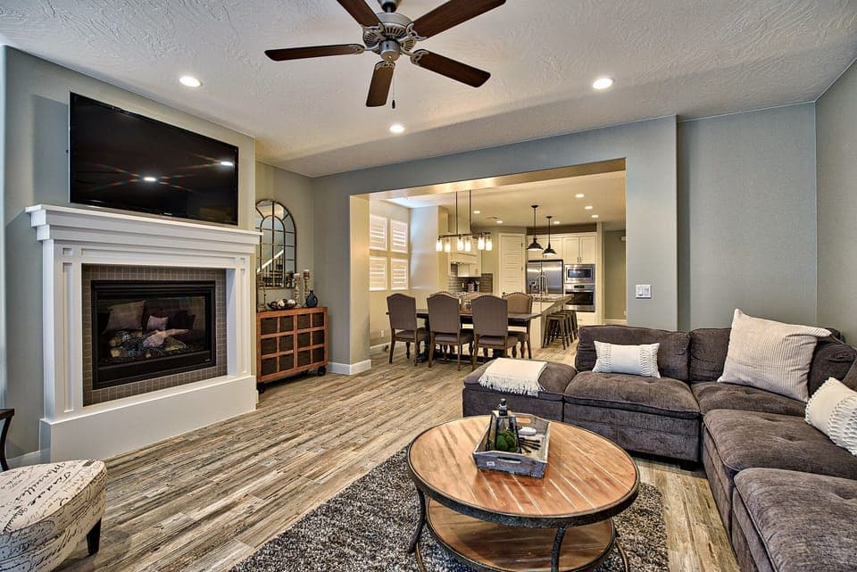 Living Room View - relax next to the fire in this spacious living room after a long day.