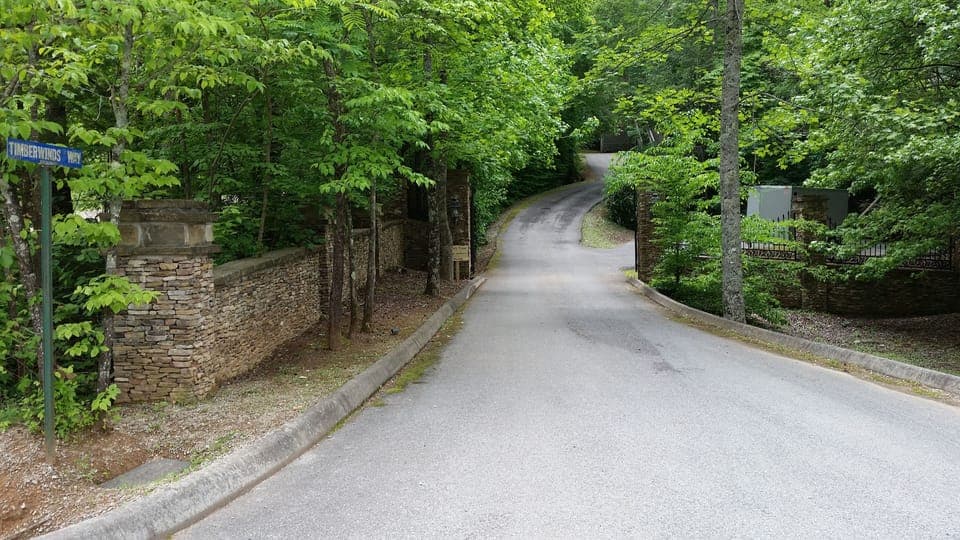 Private community entrance to Timberwinds Resort.