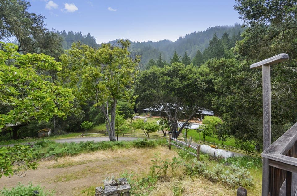 Looking from Farm House deck to Pool House