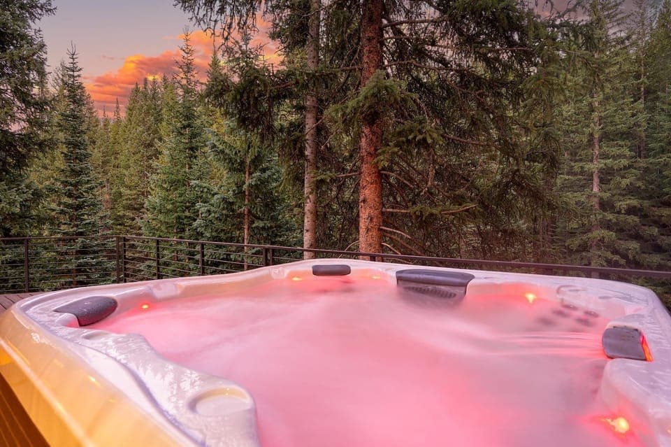 Bubbling hot tub ready and waiting