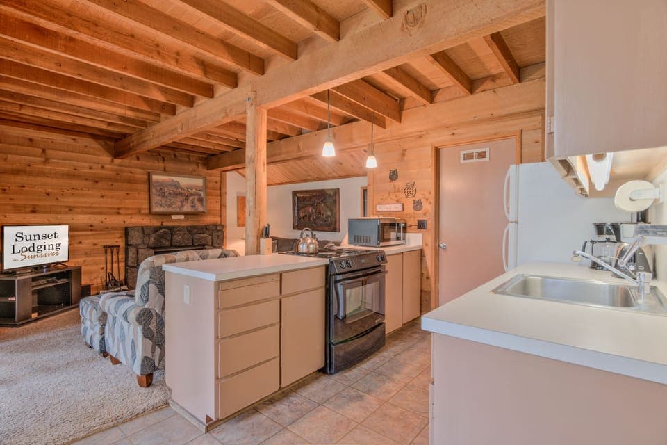 kitchen and living area
