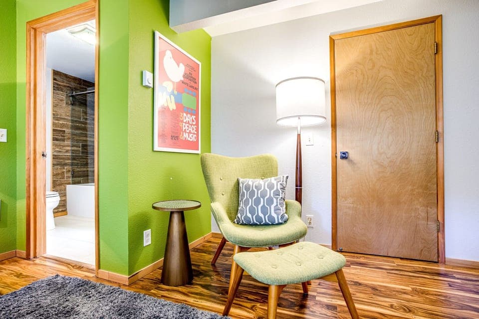 The main floor bedroom has extra space to relax in.