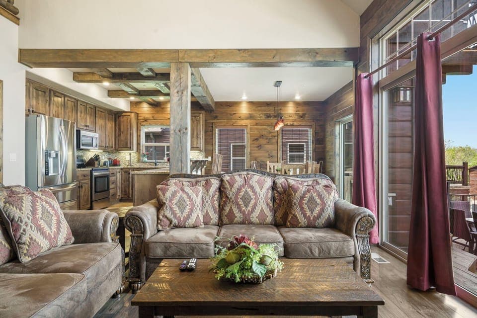 Beautiful main level living room, open to the dining room and kitchen