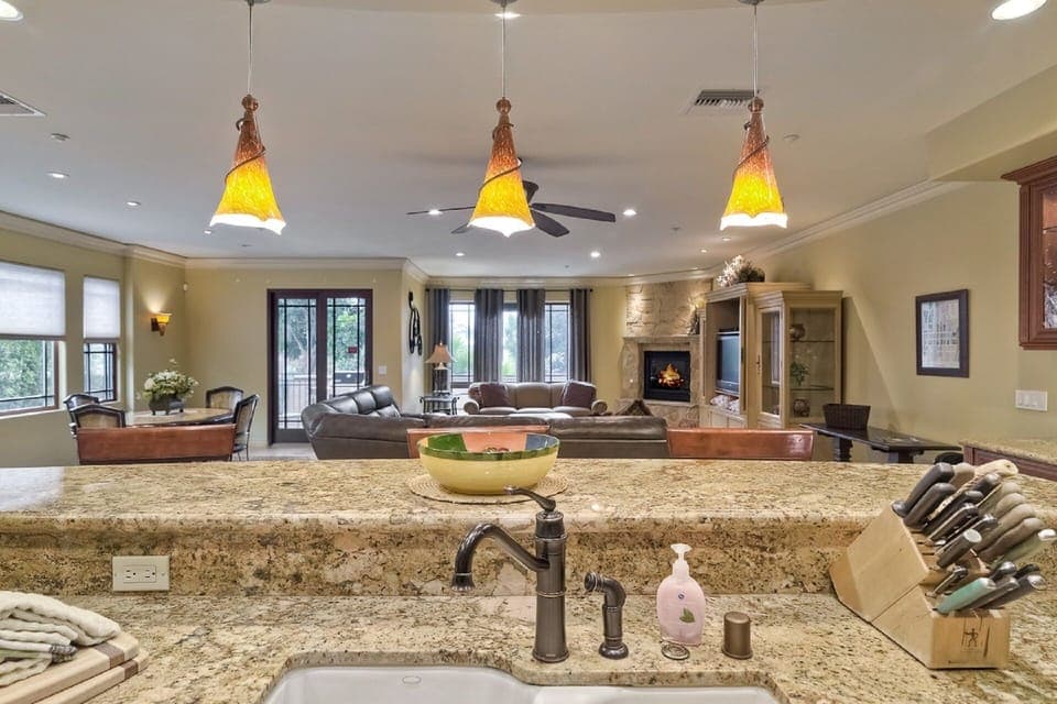 From the kitchen into the living space