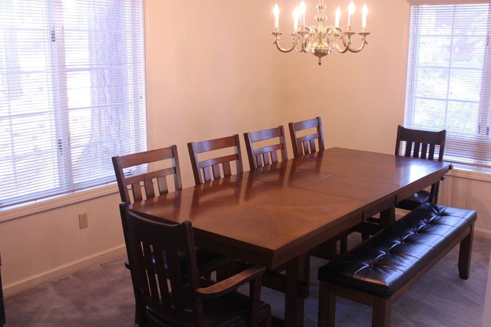Dining table with seating for 12
