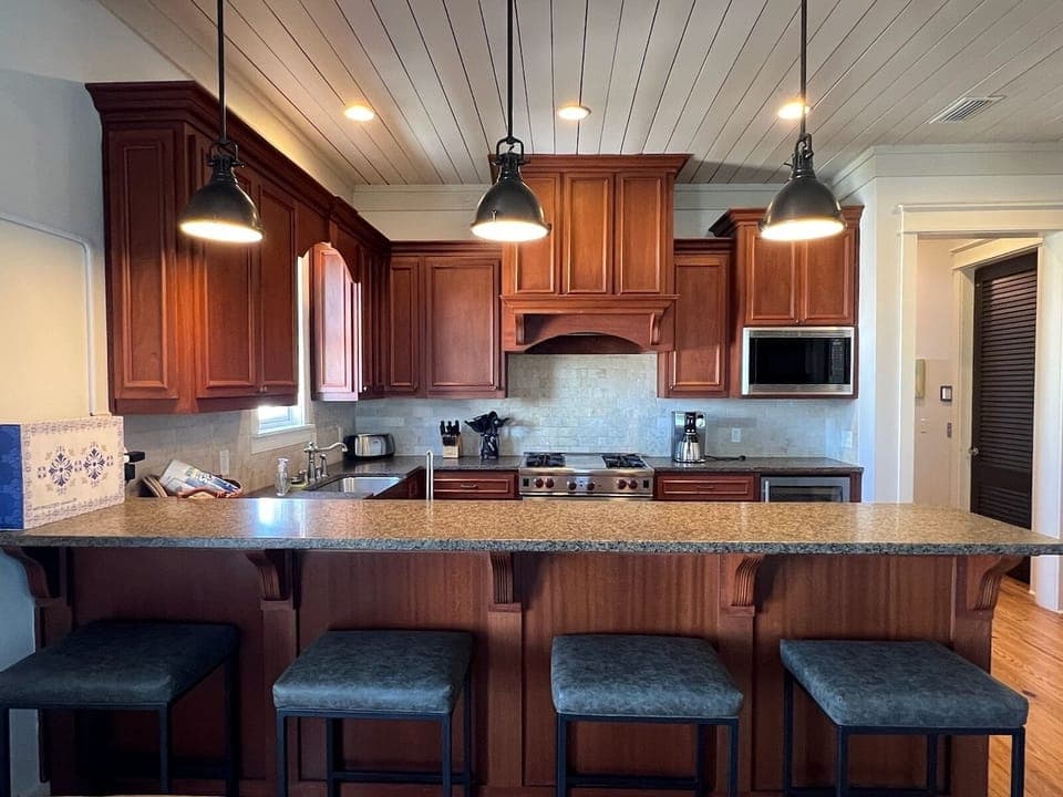 3rd floor kitchen, Wolfe Range and microwave, sub zero fridge, beverage cooler