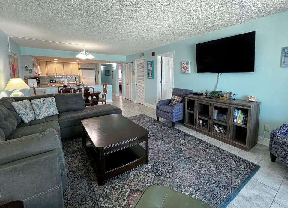 View looking towards the kitchen and dining room from the living - View looking towards the kitchen and dining room from the living room.