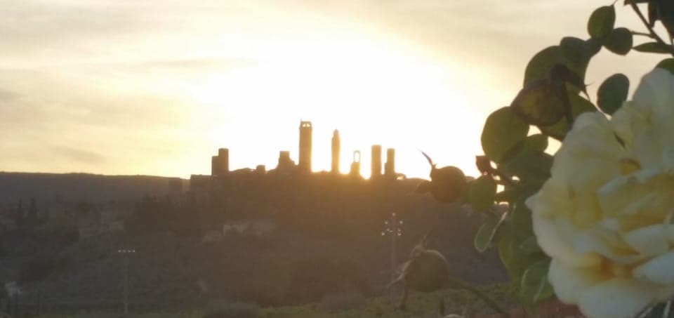 Sunset over San Gimignano from the pool