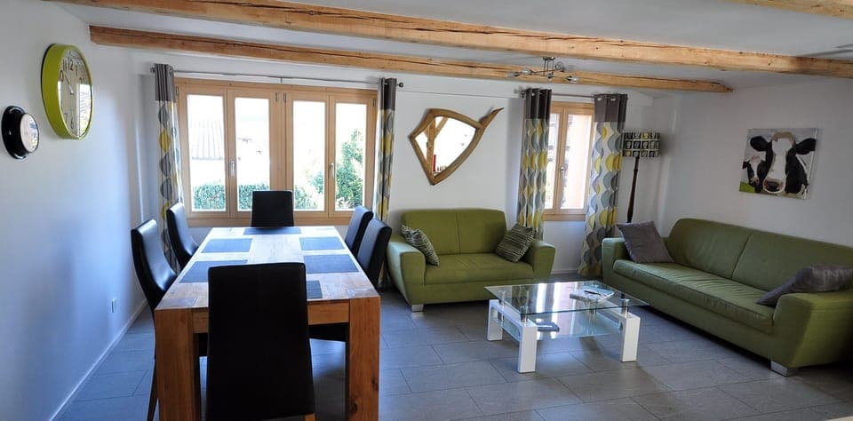 Spacious open plan lounge and dining area.