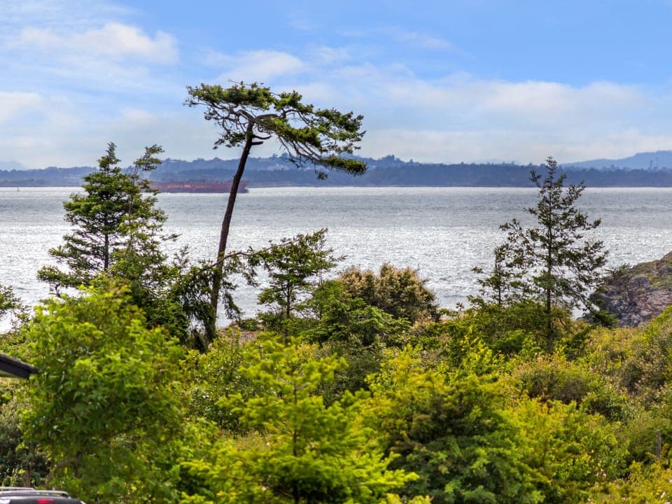Views over the Strait of Juan de Fuca with Victoria B.C. in the distance.
