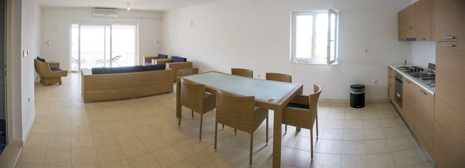 Downstairs apartment living room and kitchen