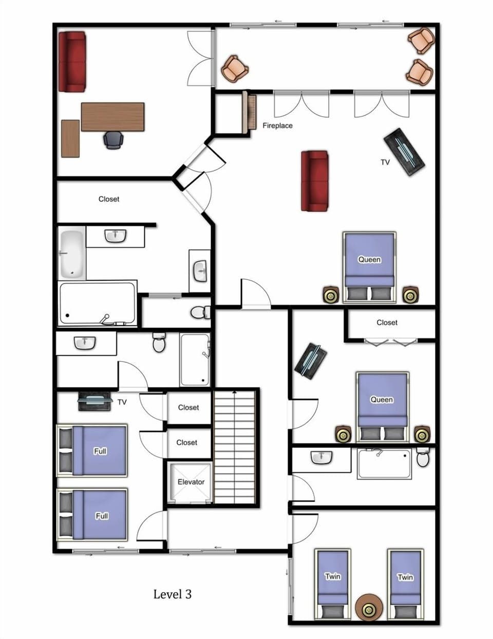 Boracay Upper Unit-3rd Floor Floorplan
