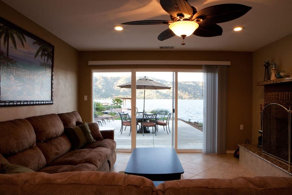 Living Room With A Lake View