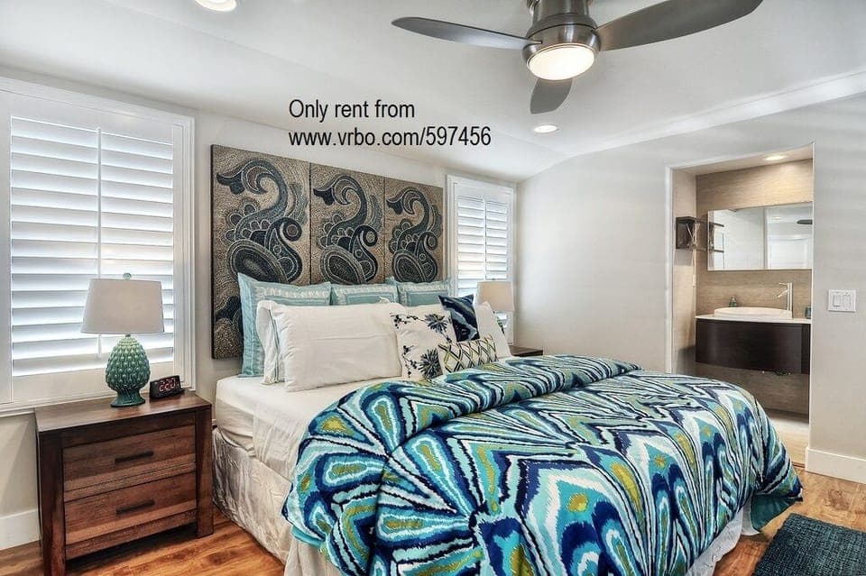 Master bedroom with king size bed - luxury at the beach.