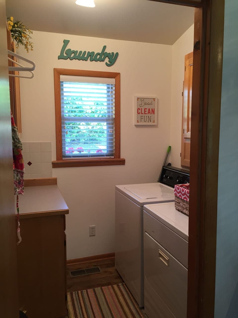 Laundry room with washer & dryer.