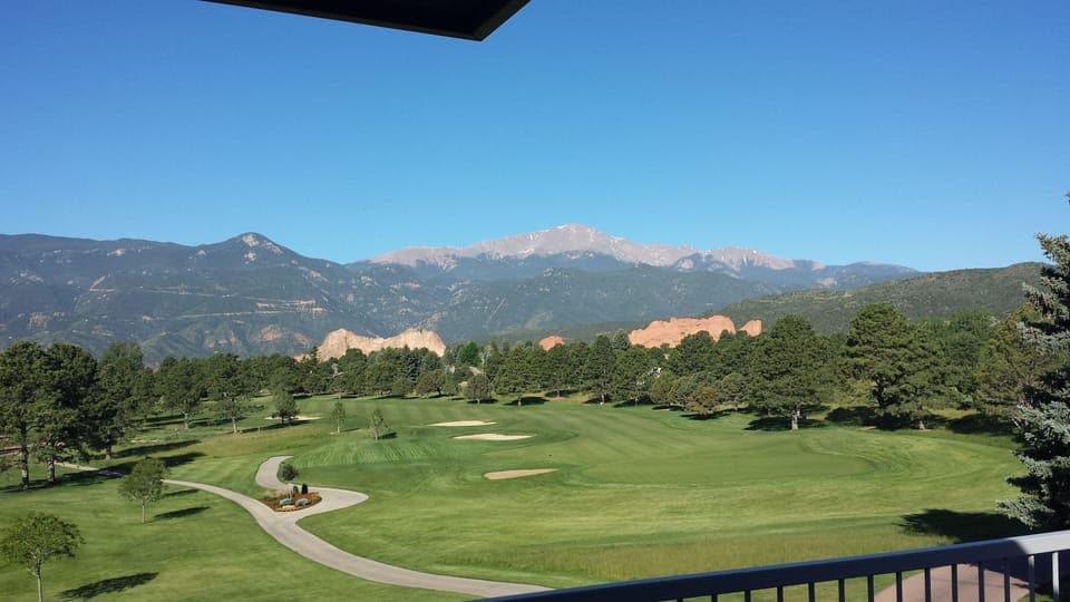 view of Pikes Peak and Garden of Gods from Club House 