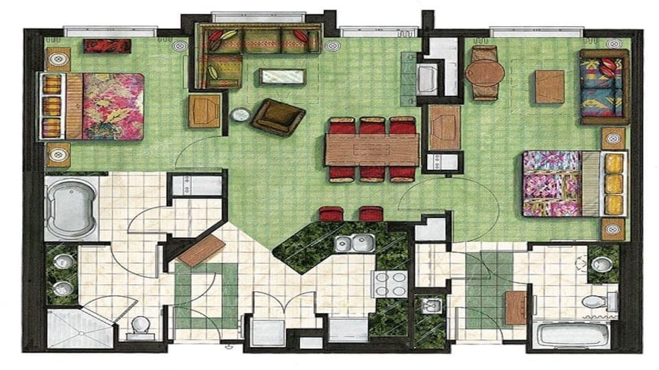 2BD 2BA Floorplan
