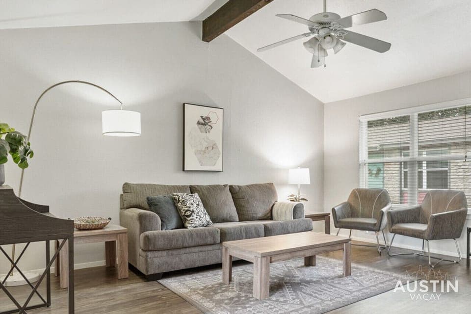 Living room with sleeper sofa and smart tv