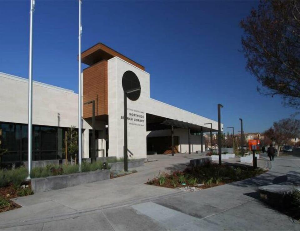 Santa Clara northside  library is walking distance 