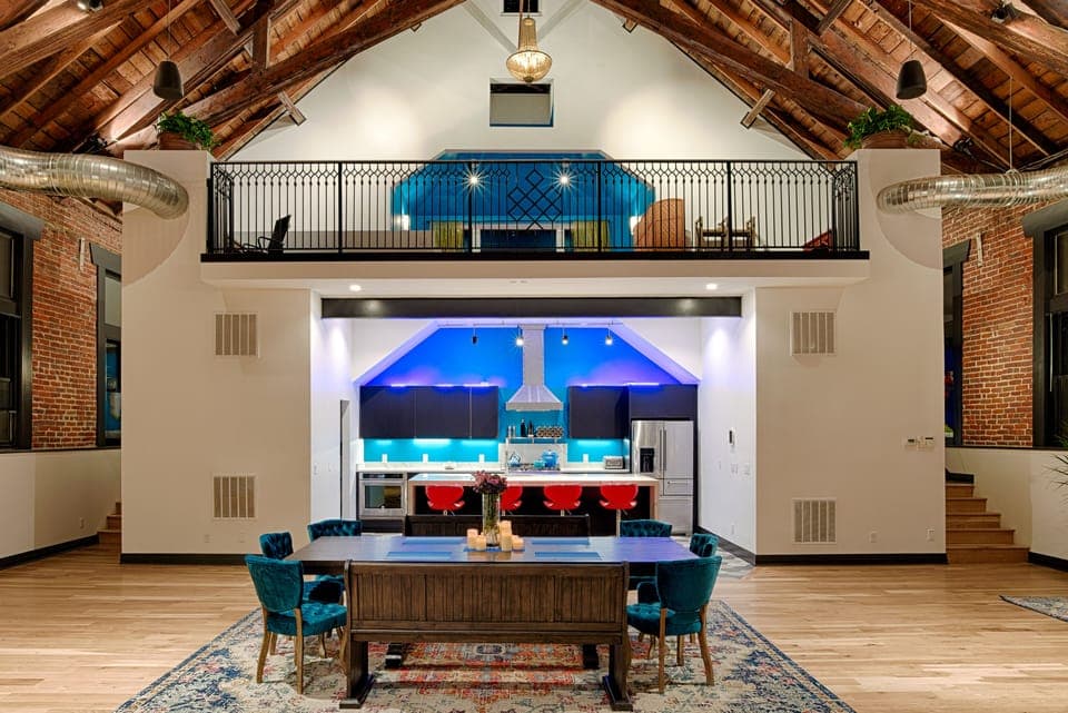 Custom kitchen and huge island with bar seating