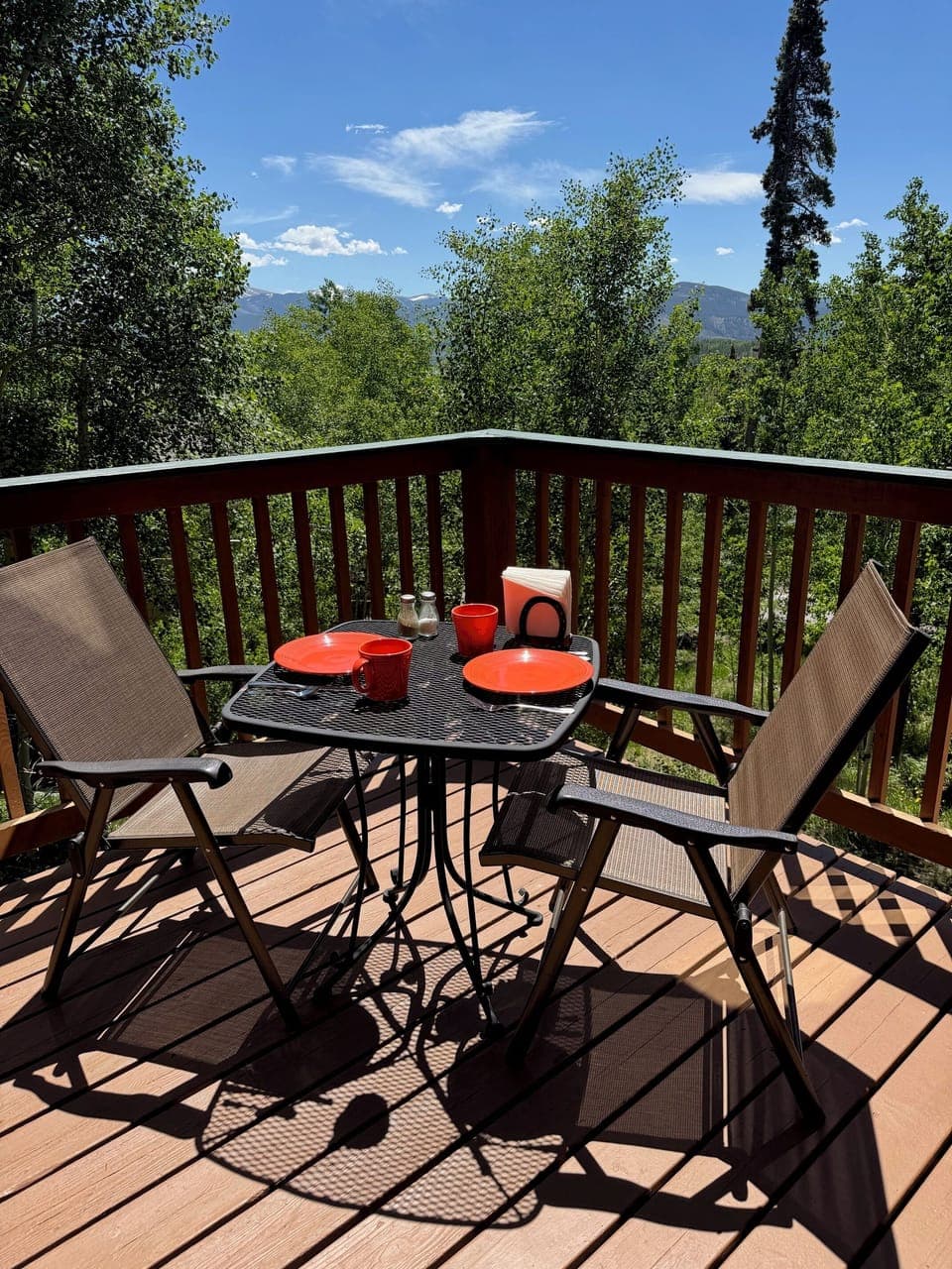 Eat outdoors on deck off the dining room will enjoying the views 