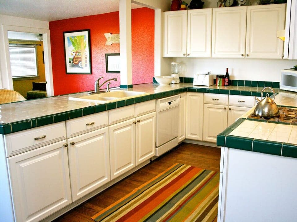 Fully stocked kitchen.