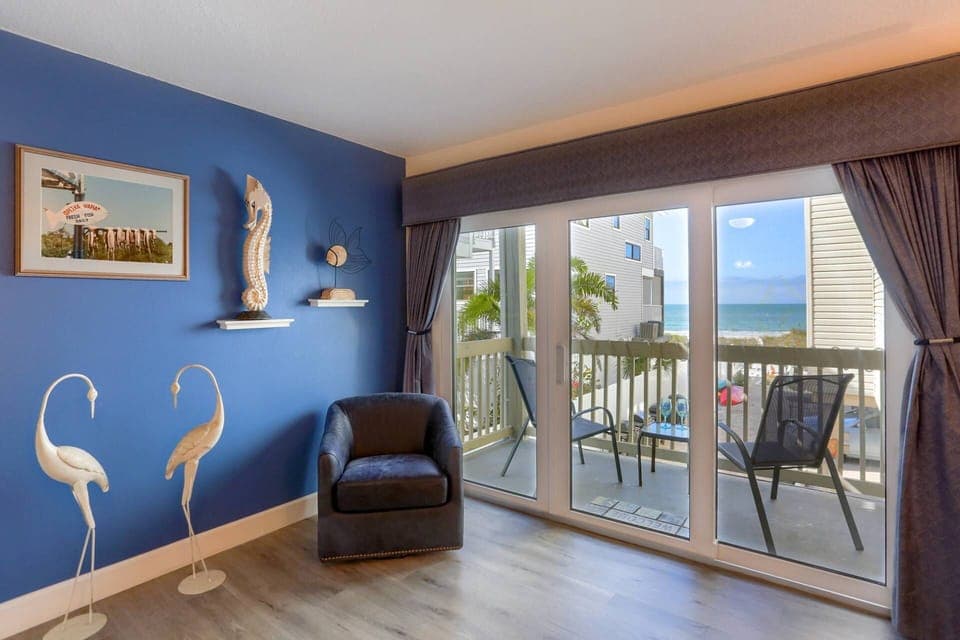 Private Covered Balcony off of Living Room with View of the Gulf of Mexico