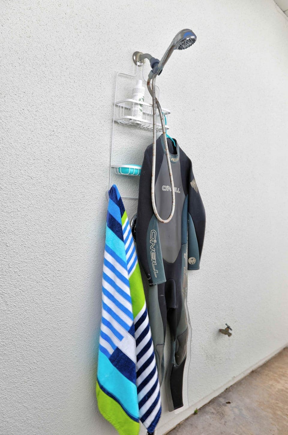 Outdoor shower to wash away beach sand