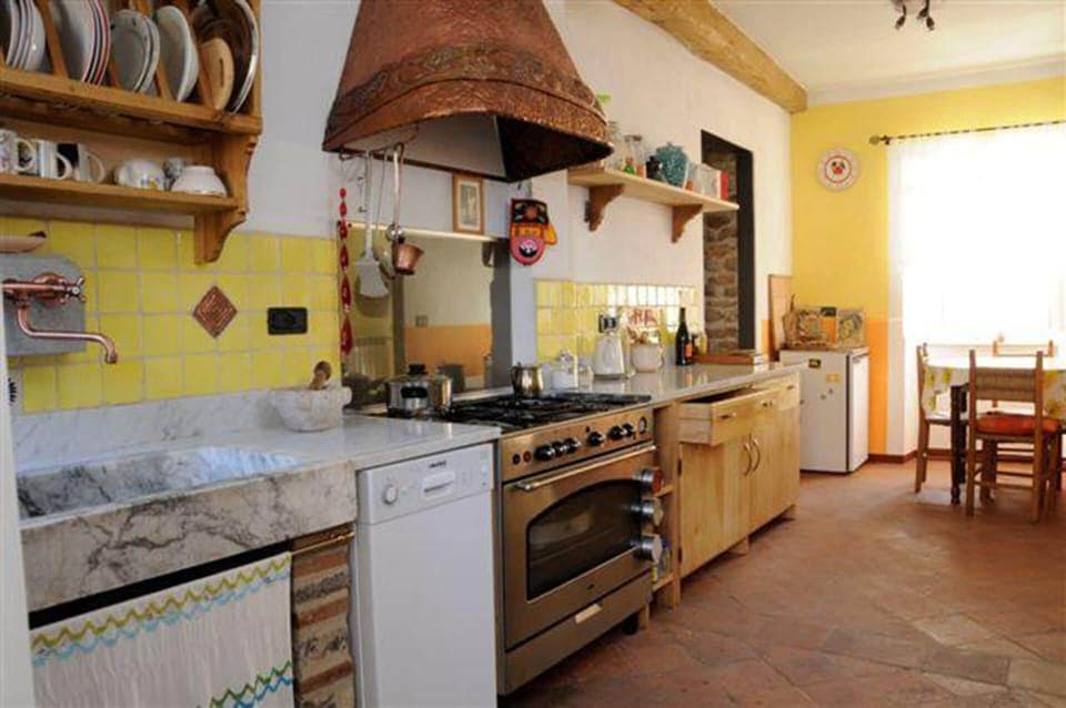 Long kitchen with lunch table