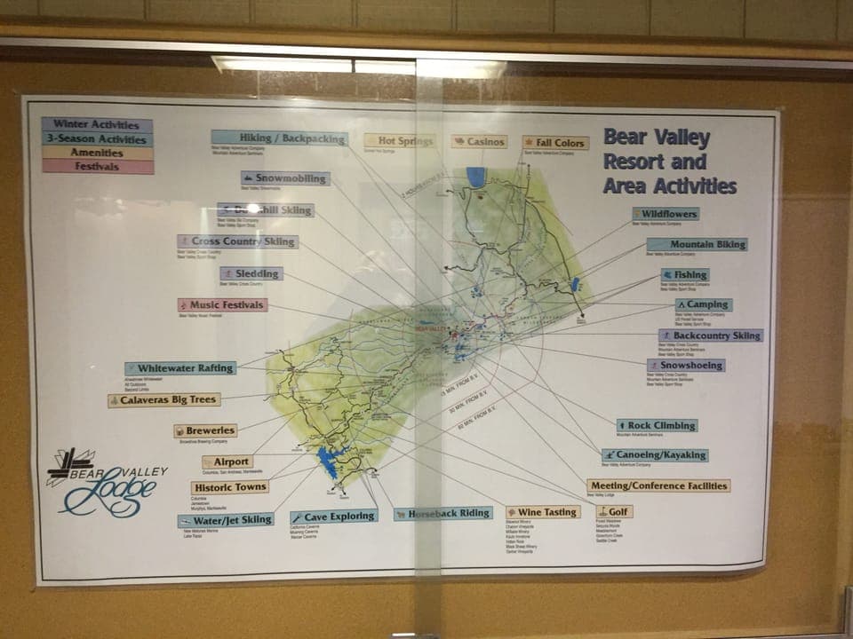 MAP OF BEAR VALLEY ACTIVITIES: MOUNTAIN BIKING, DISC GOLF, HIKING, WILDFLOWERS