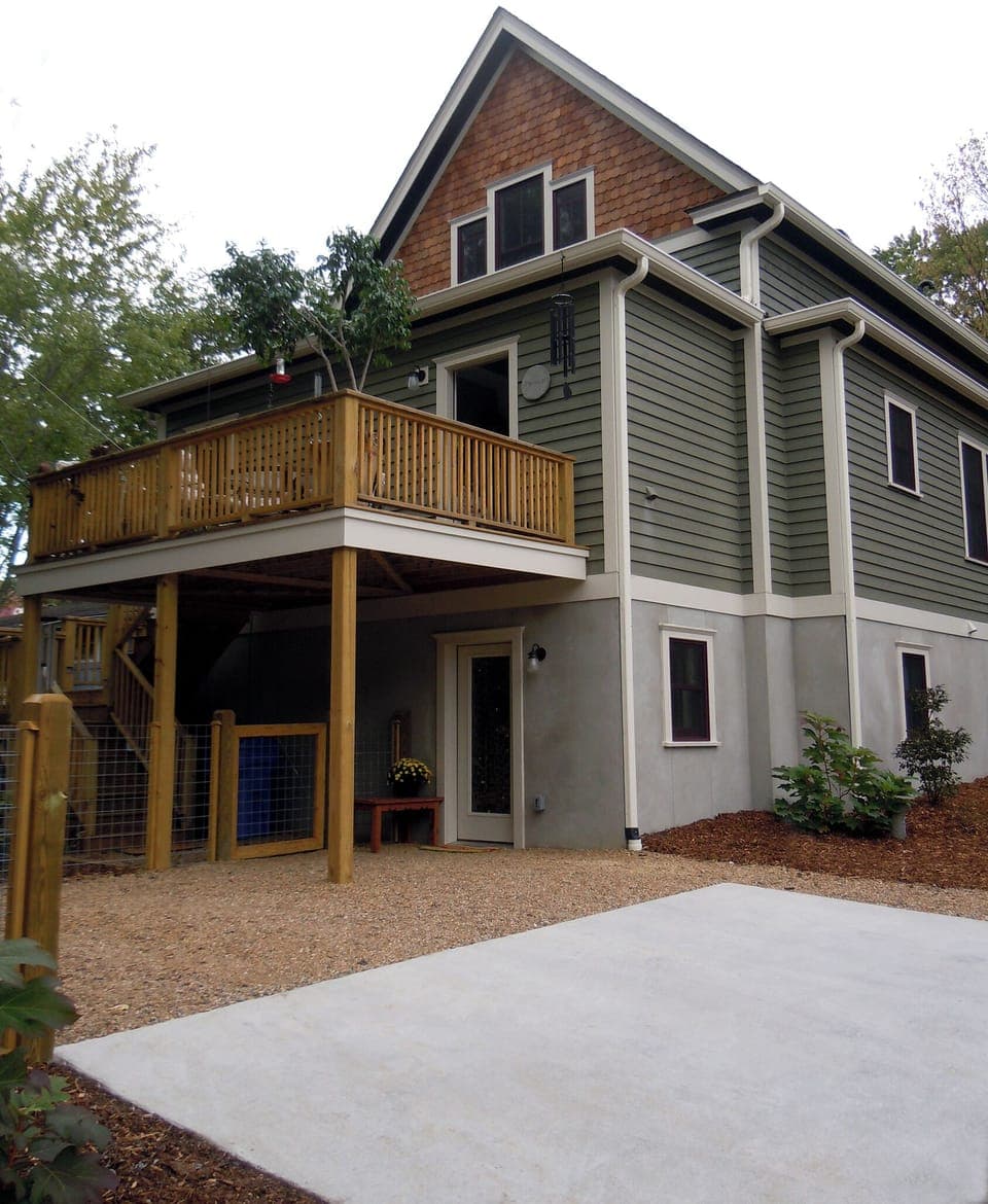 Off street parking and apartment  entrance