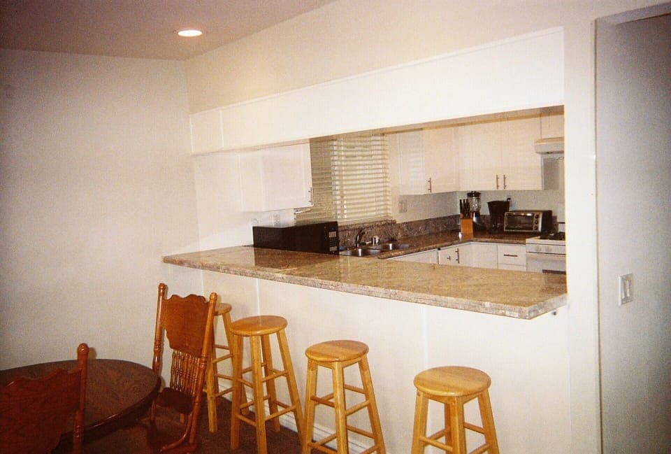 New Granite bar and cabinets.