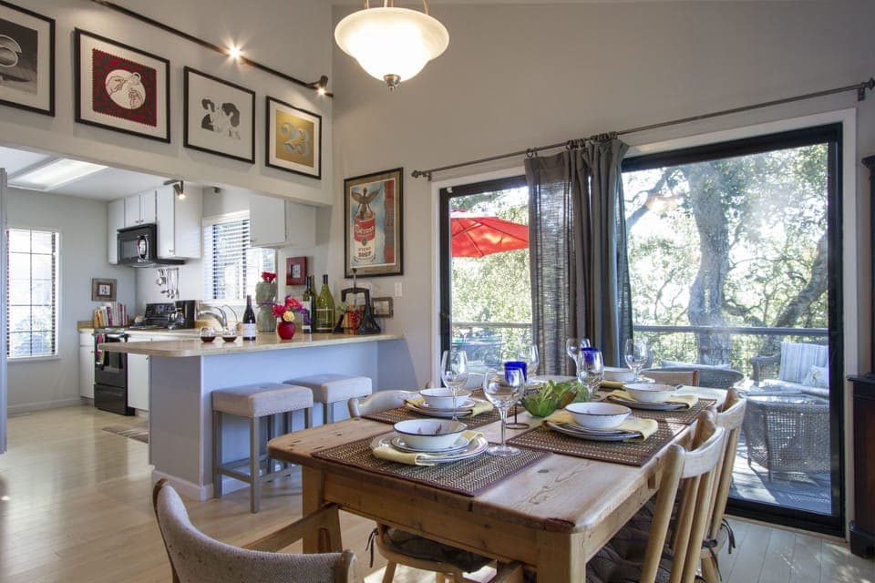Dining Area Adjacent to Kitchen and Back Deck