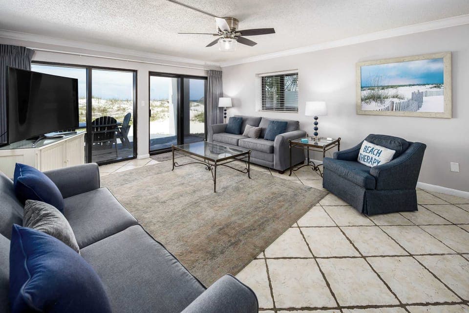Living room with beach side patio