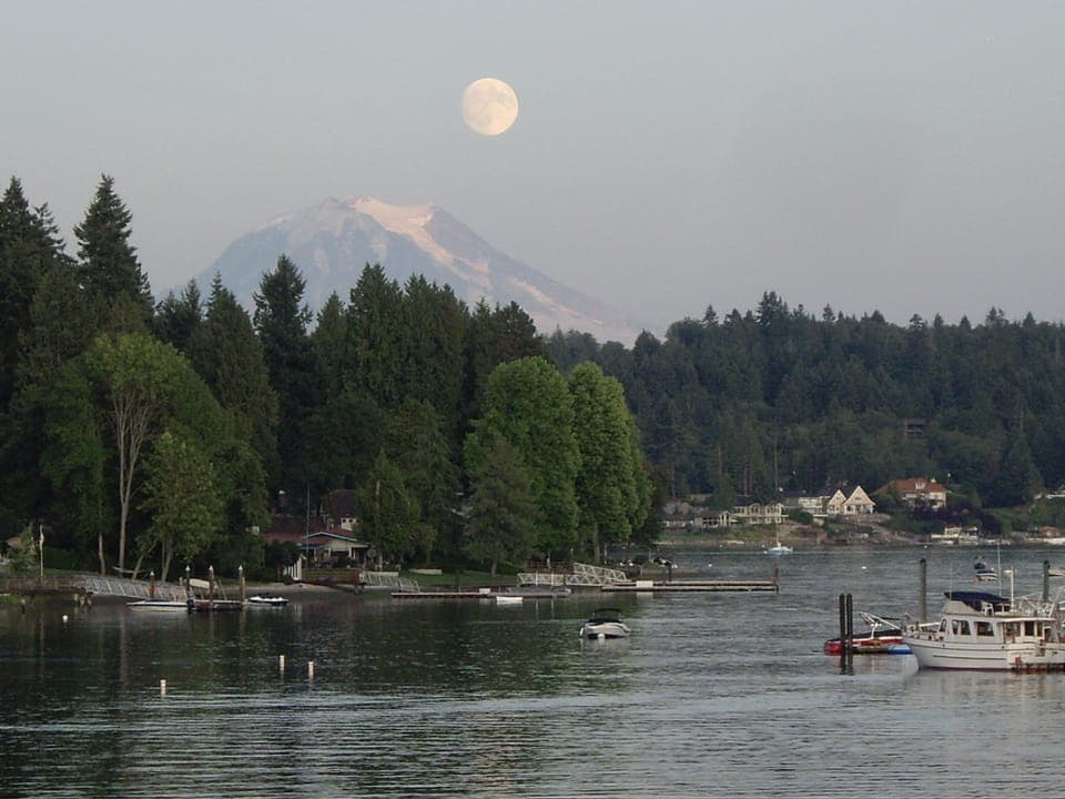 Moonrise on Wollochet Bay - view from the fire pit area