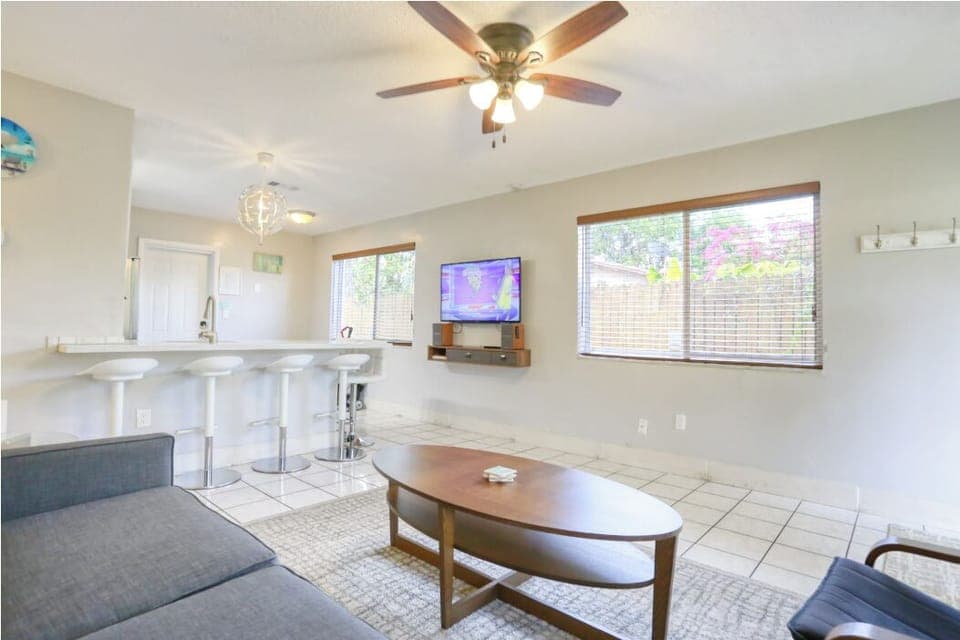 Open Living Room with Smart TV & Speakers