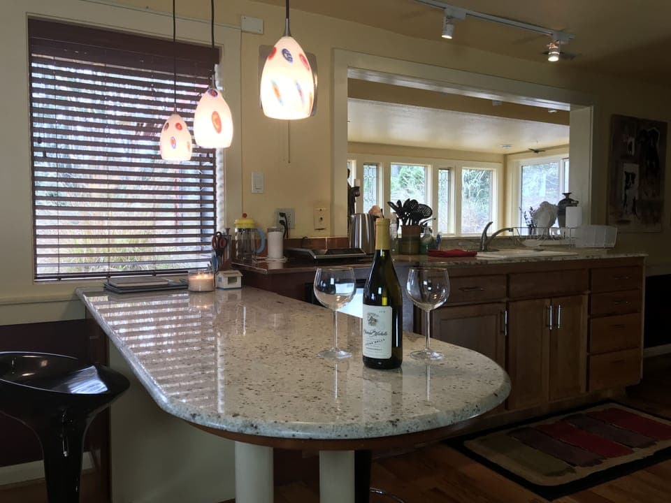 Granite counter tops,  cozy bar area