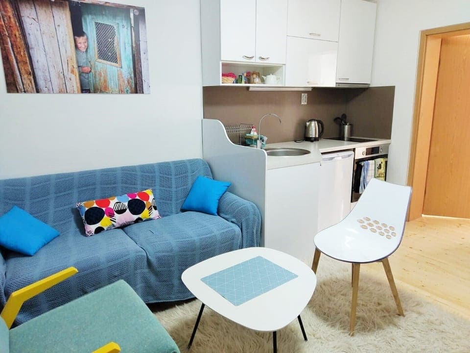 Sitting area and the kitchen